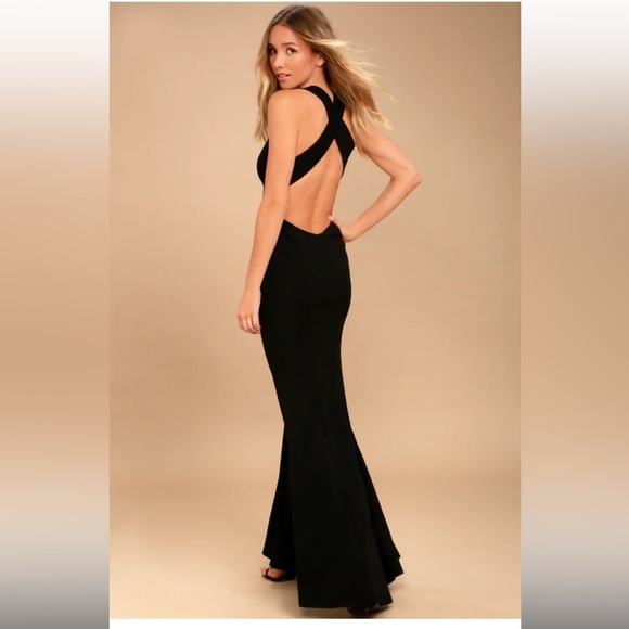 Lulus Heaven and Earth Full Length Gown Black Sz Small - Picture 2 of 7